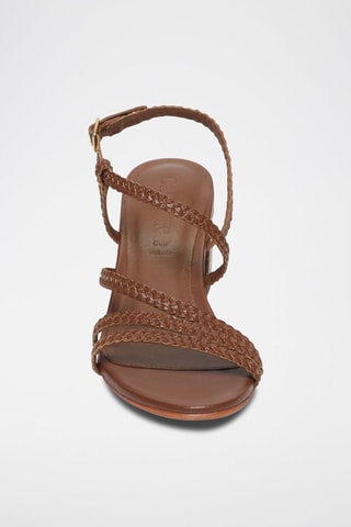 Sandalias de piel de tacón - Marrón