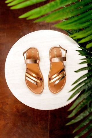 Sandalias de piel - Rosa y dorado