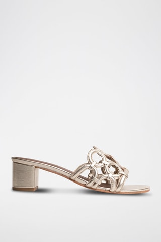 Sandalias de piel de tacón Lenno - Dorado