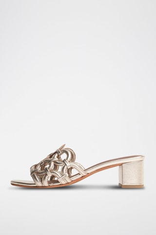 Sandalias de piel de tacón Lenno - Dorado