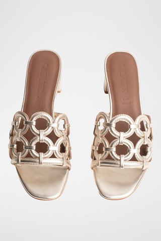 Sandalias de piel de tacón Lenno - Dorado