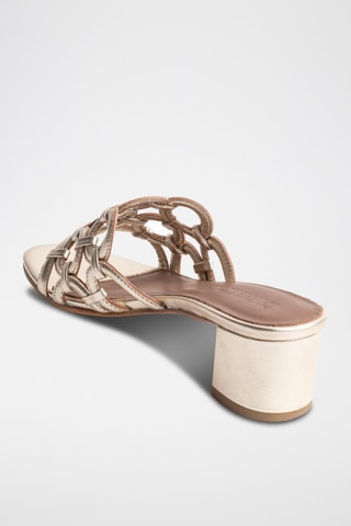 Sandalias de piel de tacón Lenno - Dorado