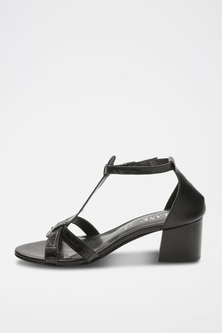 Sandalias de piel de tacón Xana - Negro