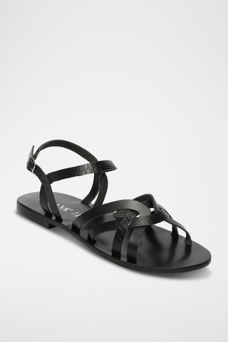 Sandalias de piel Quinn - Negro y plateado