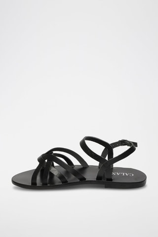 Sandalias de piel Quinn - Negro y plateado