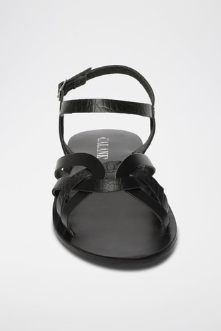 Sandalias de piel Quinn - Negro y plateado