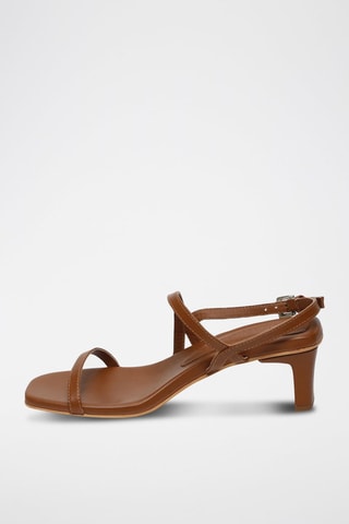 Sandalias de piel caprina de tacón Natasha - Marrón