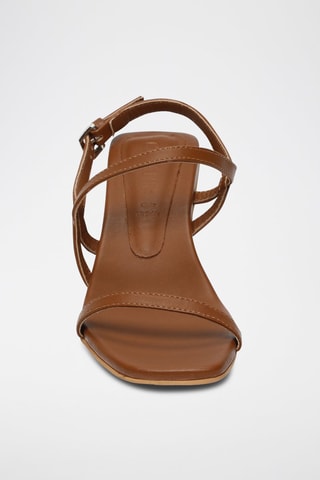 Sandalias de piel caprina de tacón Natasha - Marrón