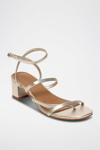 Sandalias de piel napa de tacón Netia - Dorado