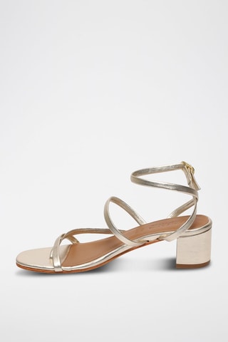 Sandalias de piel napa de tacón Netia - Dorado