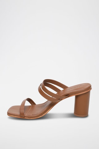 Sandalias de piel ovina de tacón Natalie - Marrón
