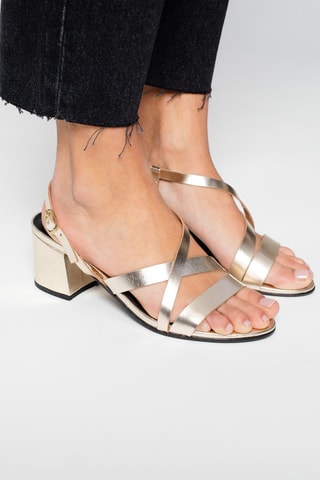 Sandalias de piel de tacón Lulu - Dorado