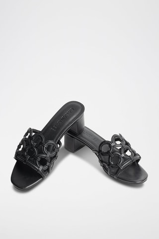 Sandalias de piel ovina de tacón Lenno - Negro