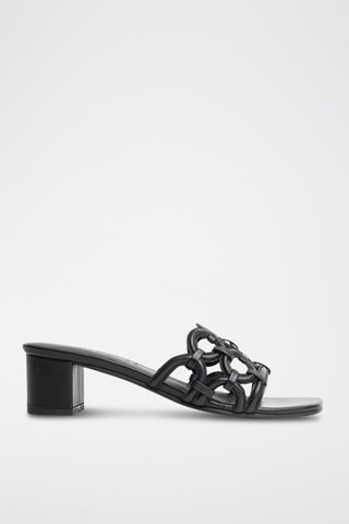 Sandalias de piel ovina de tacón Lenno - Negro
