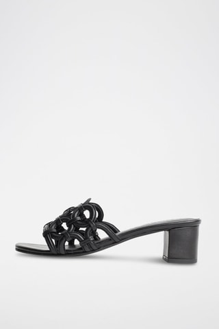 Sandalias de piel ovina de tacón Lenno - Negro