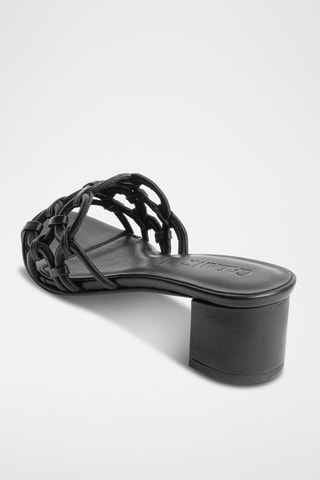 Sandalias de piel ovina de tacón Lenno - Negro