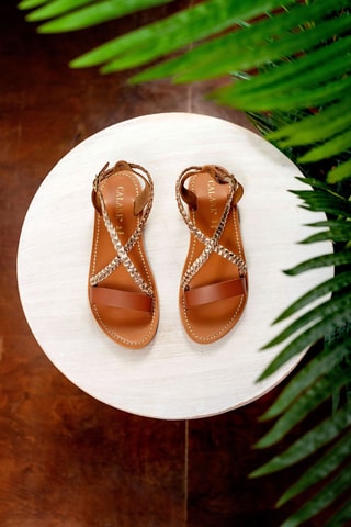 Sandalias de piel - Marrón y dorado