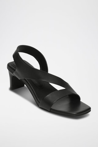Sandalias de piel caprina de tacón Netia - Negro