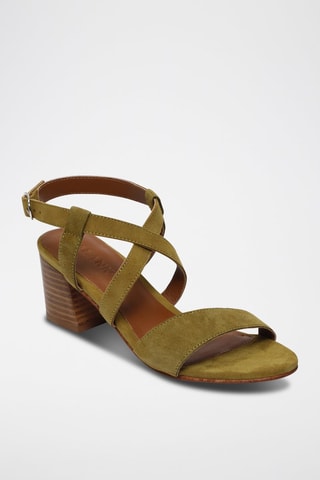 Sandalias de nobuk de tacón Nyssa - Verde