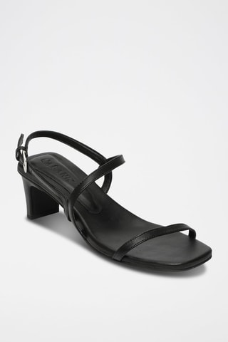 Sandalias de piel de tacón Natasha - Negro