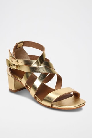 Sandalias de piel de tacón Nonna - Dorado