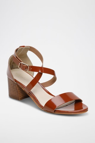 Sandalias de piel de tacón Idoa - Marrón