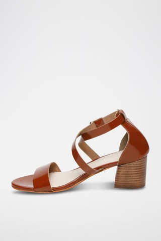 Sandalias de piel de tacón Idoa - Marrón