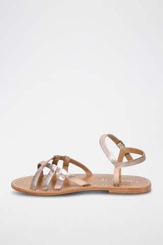Sandalias de piel ovina napa Natalia - Rosa y dorado