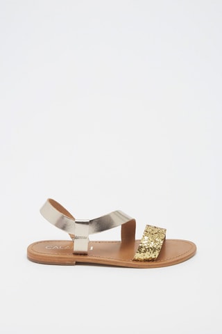 Sandalias de piel Tijucar - Dorado y plateado