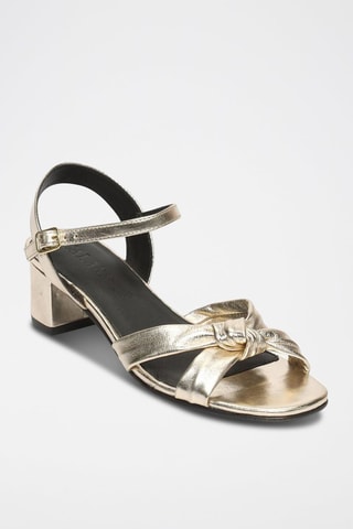 Sandalias de piel de tacón Meika - Dorado