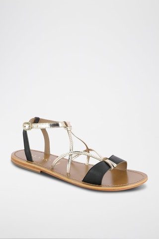 Sandalias de piel - Negro y dorado