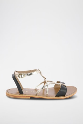Sandalias de piel - Negro y dorado