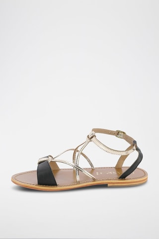 Sandalias de piel - Negro y dorado