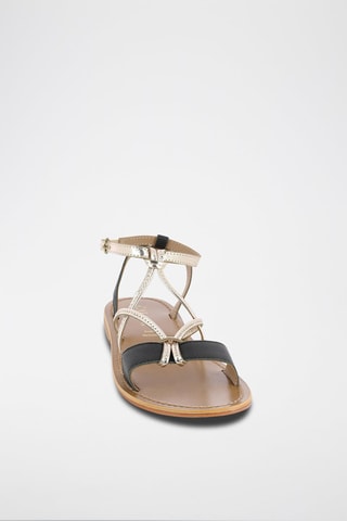 Sandalias de piel - Negro y dorado
