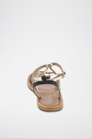 Sandalias de piel - Negro y dorado
