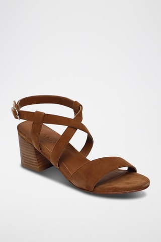 Sandalias de nobuk de tacón Nyssa - Marrón