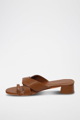 Sandalias de piel ovina napa de tacón Nora - Marrón