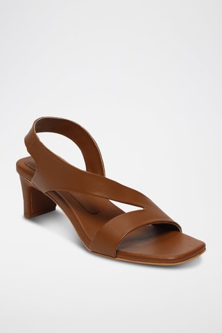 Sandalias de piel caprina de tacón Netia - Marrón