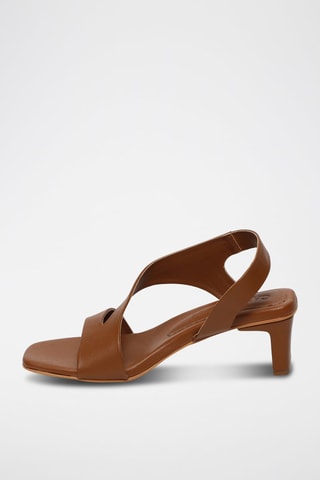 Sandalias de piel caprina de tacón Netia - Marrón