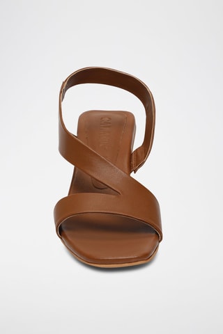 Sandalias de piel caprina de tacón Netia - Marrón