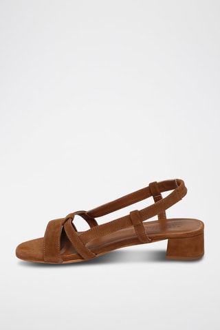 Sandalias de piel caprina de tacón Nia - Marrón