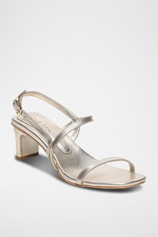 Sandalias de piel caprina de tacón Natasha - Plateado