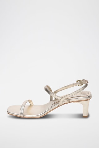 Sandalias de piel caprina de tacón Natasha - Plateado