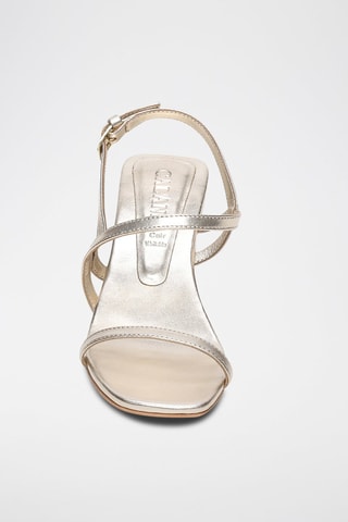 Sandalias de piel caprina de tacón Natasha - Plateado