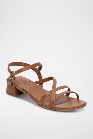 Sandalias de piel ovina napa de tacón Nahla - Marrón