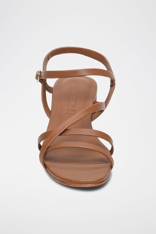 Sandalias de piel ovina napa de tacón Nahla - Marrón