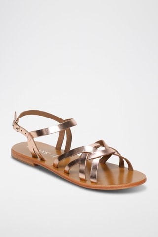 Sandalias de piel Quinn - Rosa y dorado