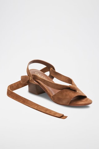 Sandalias de nobuk de tacón - Marrón