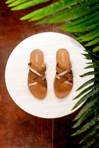 Sandalias de piel - Marrón y dorado
