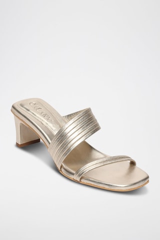 Sandalias de piel napa de tacón Nura - Plateado